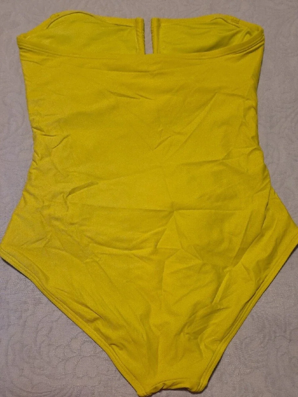 Strapless Ruched One-Piece Swimsuit in Bright Yellow - Picture 2 of 2